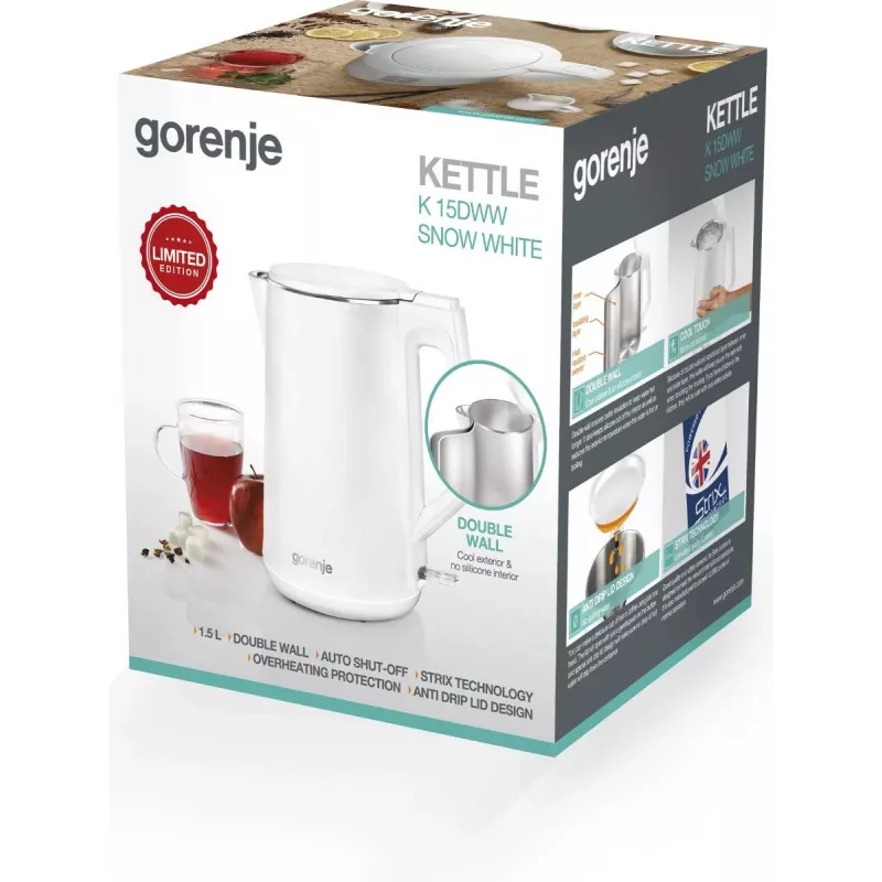 Gorenje 737894 elektriskā tējkanna 1,5 L 2200 W balta