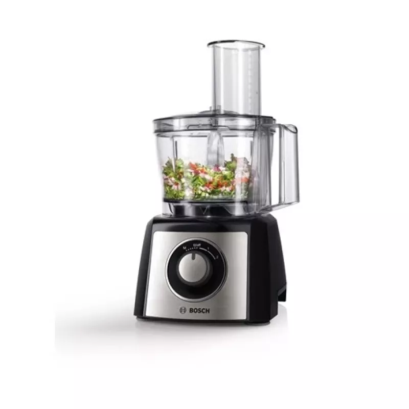 Virtuves kombains Bosch MCM3401M ar 800 W motoru un 2,3 L bļodu, melns/nerūsējošais tērauds