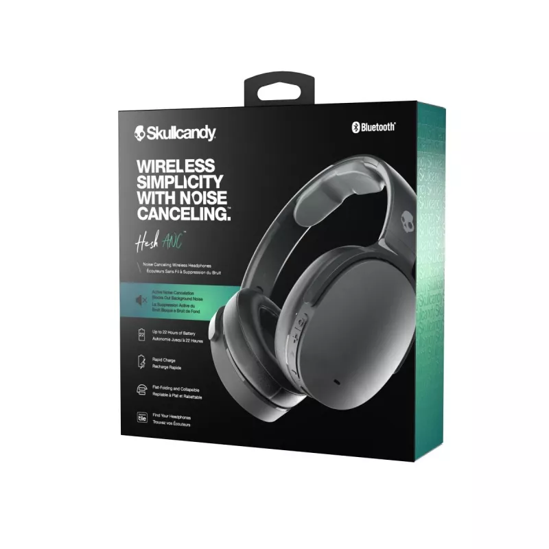 Austiņas Skullcandy Hesh ANC — pāri ausīm vadu un bezvadu, Bluetooth 5.0, ANC, USB-C, 22 h atskaņošana, 3,5 mm, melna