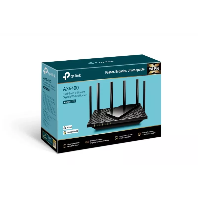 TP-Link Archer AX5400 Divjoslu Gigabitu Wi-Fi 6 maršrutētājs, melns