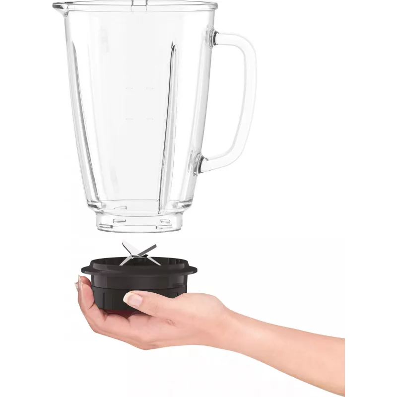 Galda blenderis Tefal BlendForce II BL4388 — 800 W, 1,25 L stikla trauks, ledus smalcināšana, melns/matēts tērauds