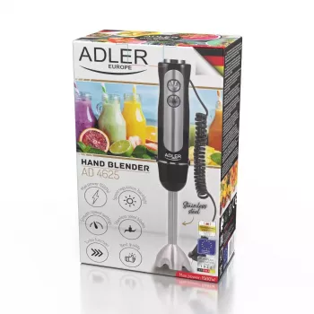 Iegremdējamais blenderis Adler AD 4625B — rokas blenderis, maks. 1500 W, nominālā 850 W, 5 ātrumi, mehāniskā vadība, turbo, nerūsējošā tērauda asmens, melns