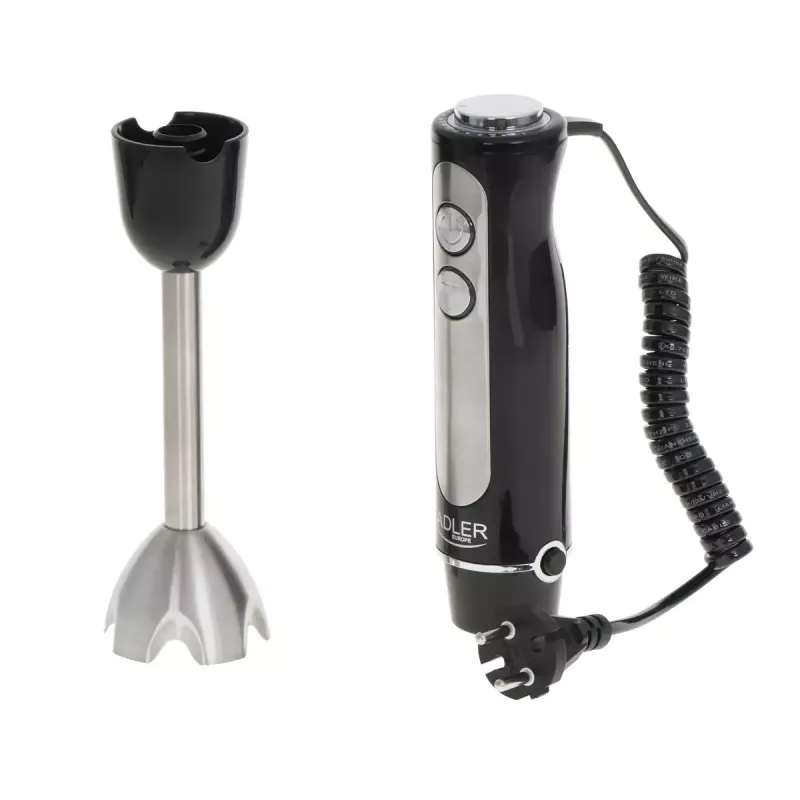 Iegremdējamais blenderis Adler AD 4625B — rokas blenderis, maks. 1500 W, nominālā 850 W, 5 ātrumi, mehāniskā vadība, turbo, nerūsējošā tērauda asmens, melns
