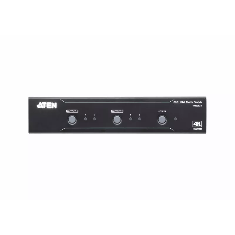 ATEN 2x2 4K HDMI matricas slēdzis, līdz 15 m, AV matricas komutators, 10,2 Gbit/s, 340 MHz, 4096 x 2160 pikseļi, 4096 x 2160, 3840 x 2160, melns