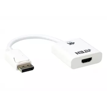 ATEN True 4K DisplayPort–HDMI aktīvais adapteris, 4096 x 2160 pikseļi, 60 Hz, balts, aktīvais video pārveidotājs, 0–50 °C, -20–60 °C