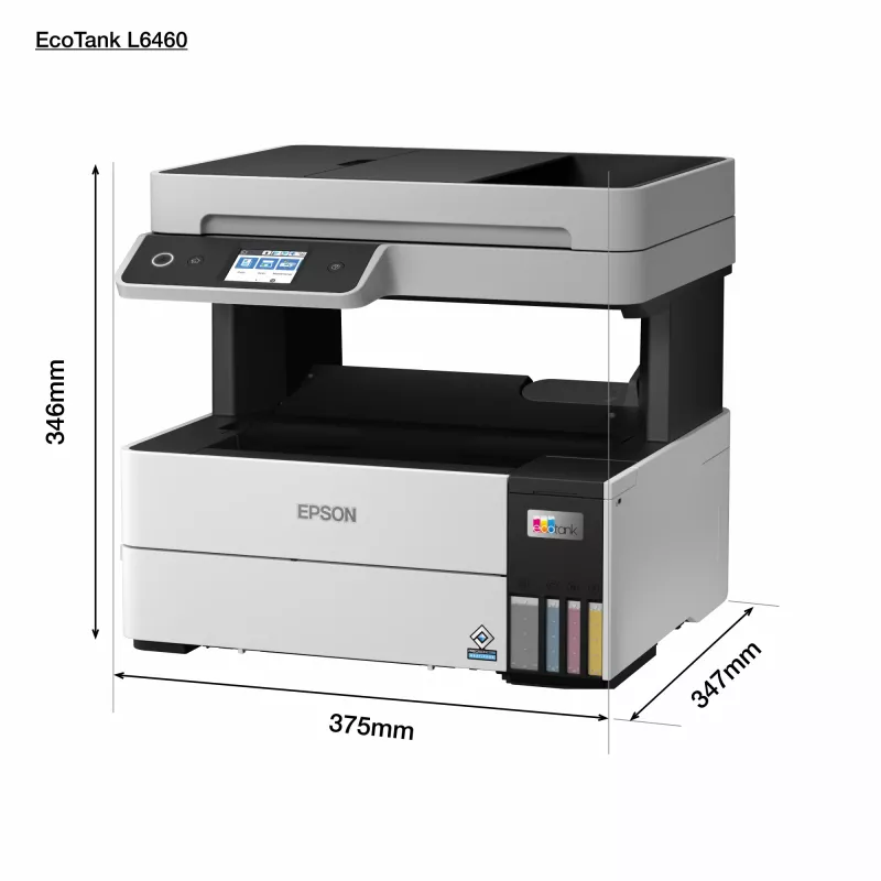 Daudzfunkciju printeris Epson EcoTank L6460 — tintes krāsu, 4800x1200 dpi, 37 lpp/min, A4 duplekss, Wi‑Fi, Ethernet