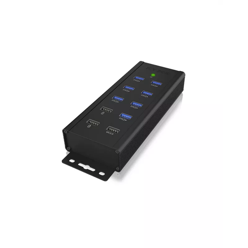 ICY BOX IB-HUB1703-QC3 USB 3.2 Gen 1 (3.1 Gen 1) Type-B 5000 Mbit/s Melns