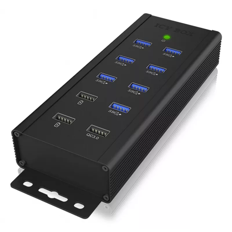 ICY BOX IB-HUB1703-QC3 USB 3.2 Gen 1 (3.1 Gen 1) Type-B 5000 Mbit/s Melns