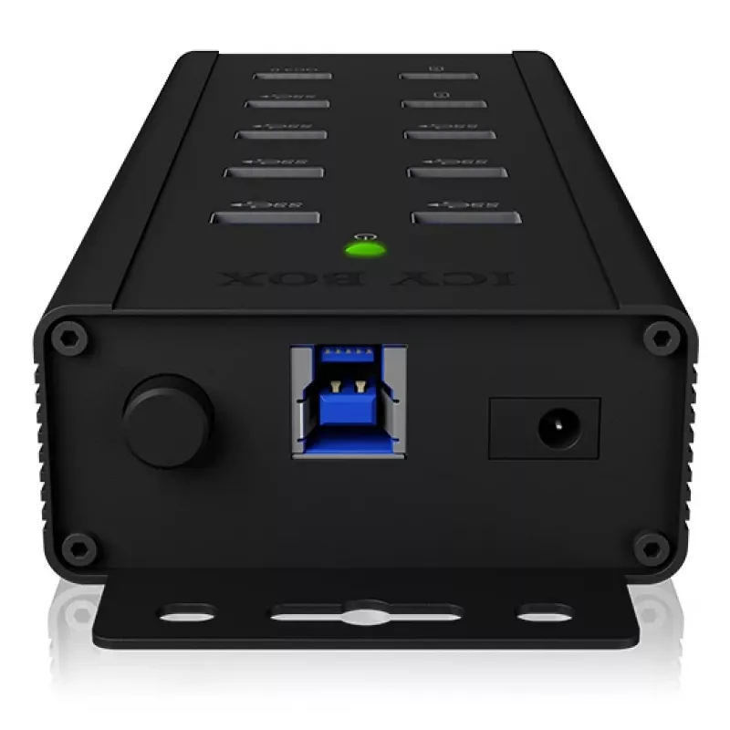 ICY BOX IB-HUB1703-QC3 USB 3.2 Gen 1 (3.1 Gen 1) Type-B 5000 Mbit/s Melns
