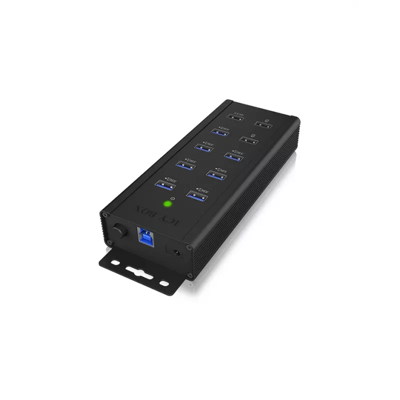 ICY BOX IB-HUB1703-QC3 USB 3.2 Gen 1 (3.1 Gen 1) Type-B 5000 Mbit/s Melns