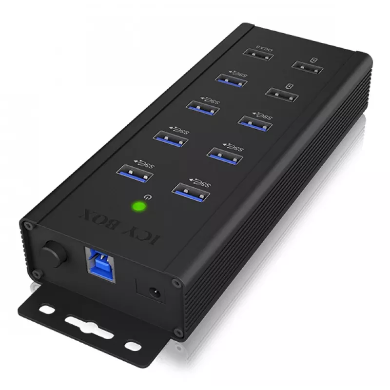 ICY BOX IB-HUB1703-QC3 USB 3.2 Gen 1 (3.1 Gen 1) Type-B 5000 Mbit/s Melns