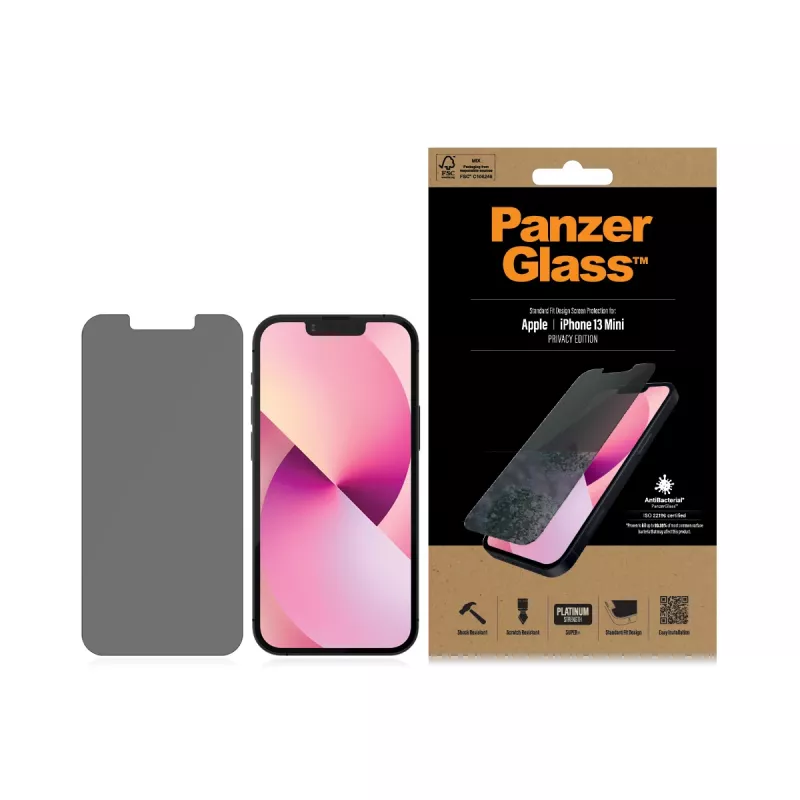 PanzerGlass ® privātuma ekrāna aizsargs iPhone 13 Mini | Standarta piemērotība