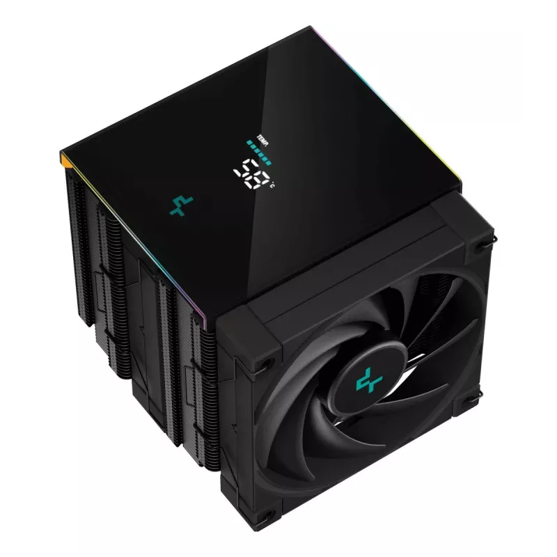 Gaisa dzesētājs DeepCool AK620 12 cm, divi 120 mm ventilatori, 6 siltuma caurules, TDP 260 W, PWM, FDB, augstums 160 mm, melns