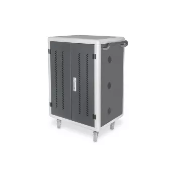 DIGITUS uzlādes ratiņi 30 uzlādes vietām, 15.6 inch, melns 1100 x 700 x 650 mm, iekļ. USB, PDU, ventilators
