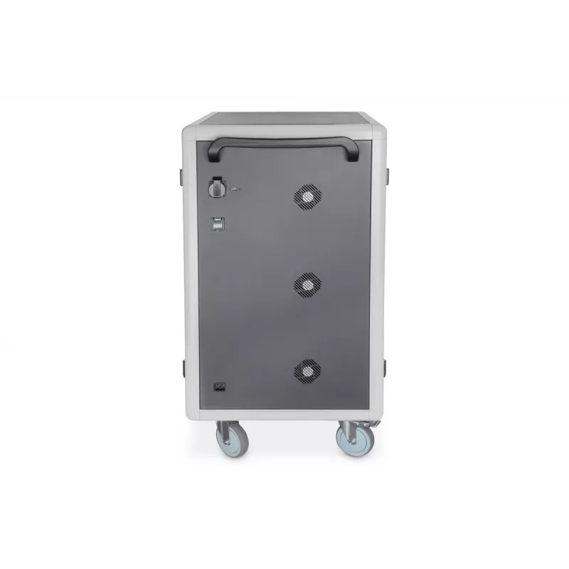 DIGITUS uzlādes ratiņi 30 uzlādes vietām, 15.6 inch, melns 1100 x 700 x 650 mm, iekļ. USB, PDU, ventilators