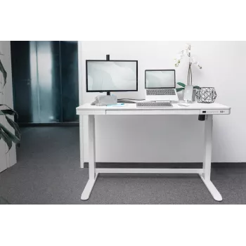 DIGITUS elektriski regulējams galds 120x60x12cm ar USB, balts