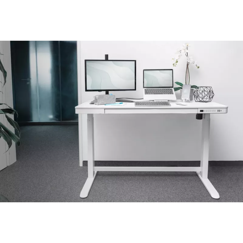 DIGITUS elektriski regulējams galds 120x60x12cm ar USB, balts