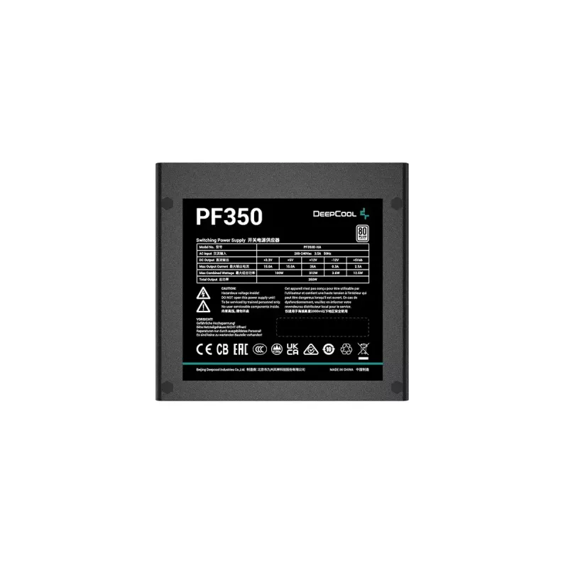Barošanas bloks DeepCool R-PF350D-HA0B-EU 350 W, ATX, 80 PLUS balta, 120 mm ventilators, 20+4 pin