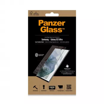 PanzerGlass 7295 ekrāna aizsargs Samsung Galaxy S22 Ultra, rūdīts stikls, der ar apvalku, melns