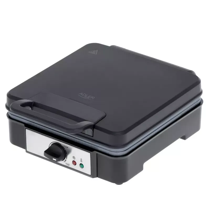 Vafeļu dzelzs Adler AD 3049, 4 kvadrātveida vafeles, nepiedegošs pārklājums, 1800 W, melna