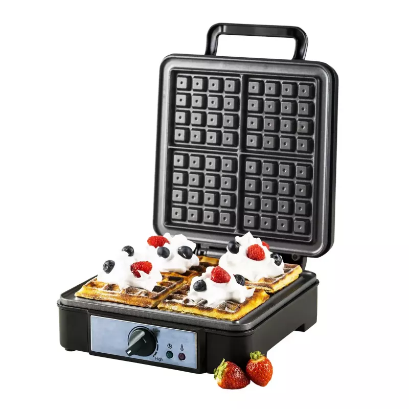 Vafeļu dzelzs Adler AD 3049, 4 kvadrātveida vafeles, nepiedegošs pārklājums, 1800 W, melna