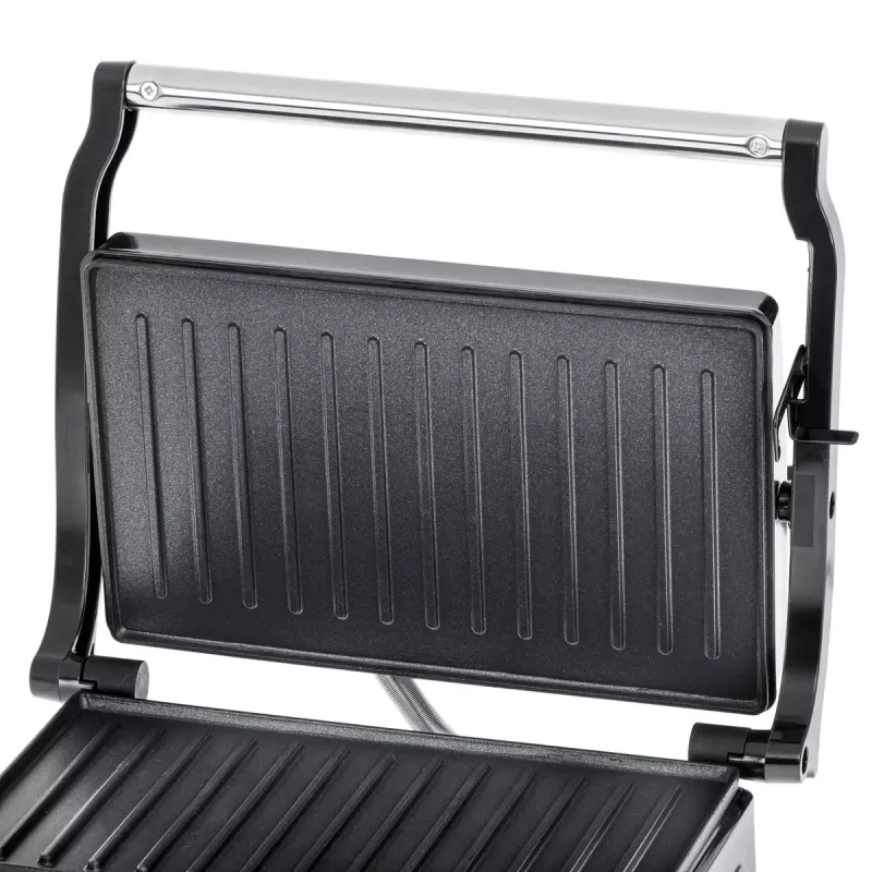 Kontaktgrils Adler AD 3052 taisnstūra tērauda/melns, 1200 W, režģa virsma, bloķējams vāks