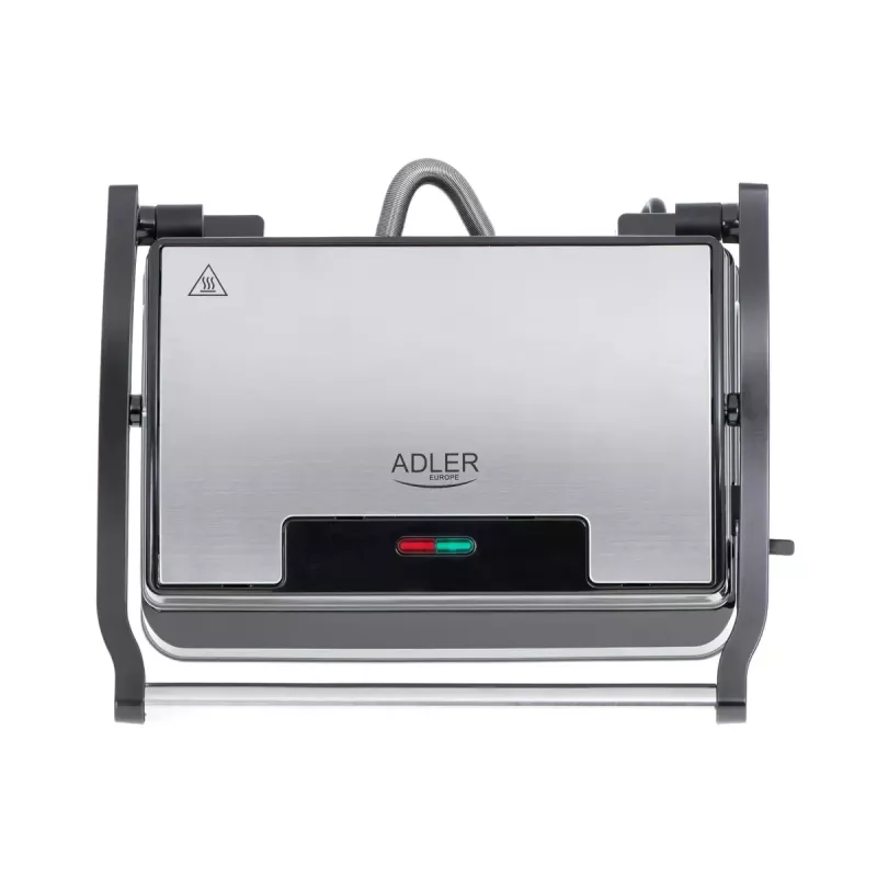 Kontaktgrils Adler AD 3052 taisnstūra tērauda/melns, 1200 W, režģa virsma, bloķējams vāks