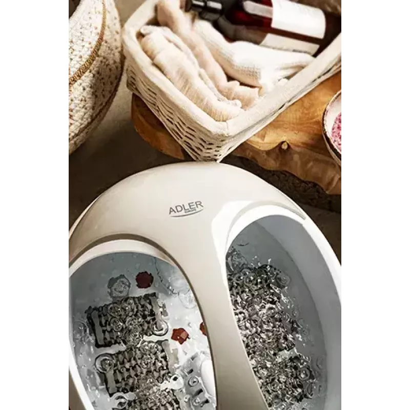 Kāju vanna Adler AD 2177 — infrasarkanais pēdu masieris ar sildīšanu, vibrāciju, burbuļiem, 450 W, 5,6 L tvertne, ergonomisks rokturis