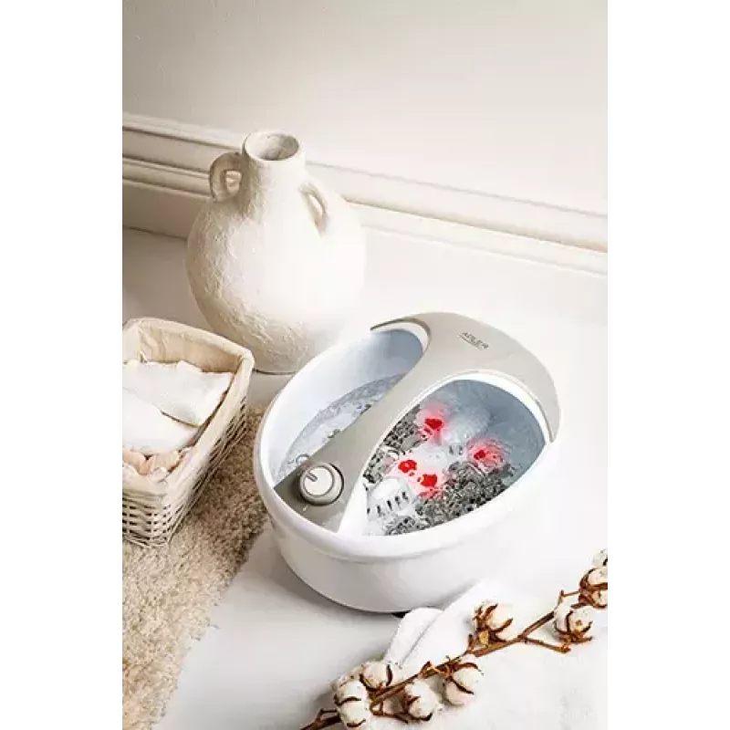 Kāju vanna Adler AD 2177 — infrasarkanais pēdu masieris ar sildīšanu, vibrāciju, burbuļiem, 450 W, 5,6 L tvertne, ergonomisks rokturis