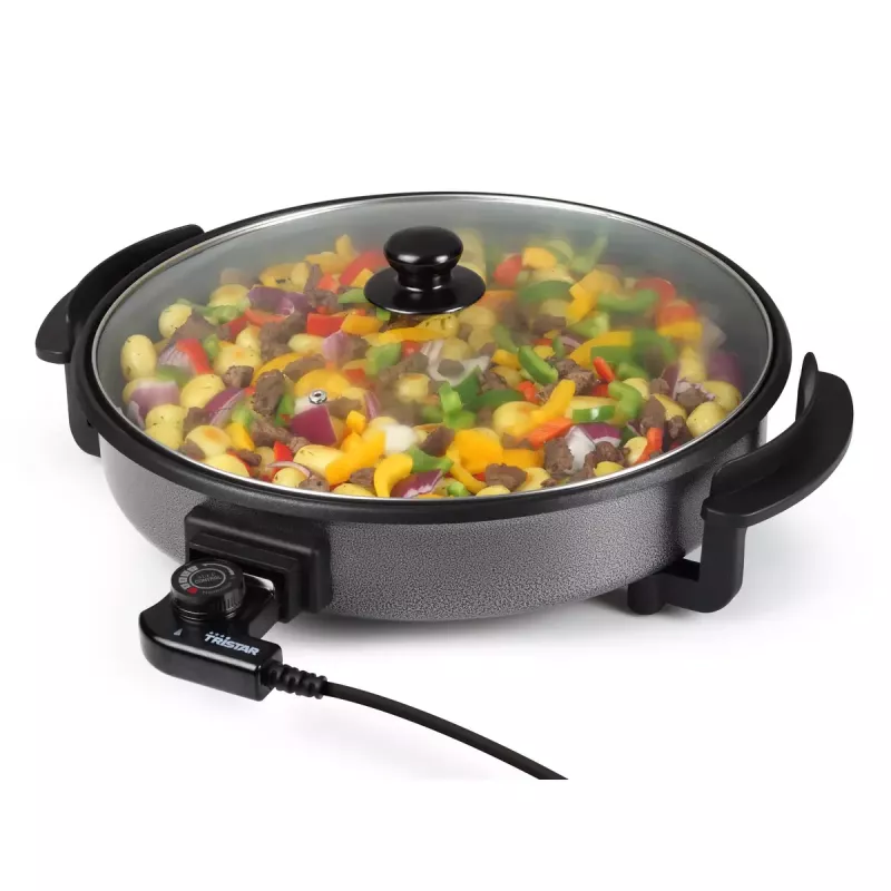 Grila panna Tristar PZ-2964 daudzfunkcionāla apaļa melna 40 cm