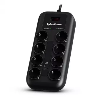 CyberPower P0820SUF0-DE pārsprieguma aizsargs, melns, 8 maiņstrāvas kontaktligzdas, 200–250 V, 1,8 m