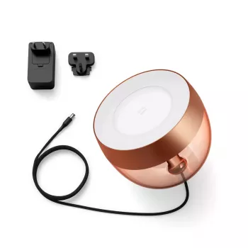 Viedā galda lampa Philips Hue Iris vara speciālais izdevums — 1 spuldze, Bluetooth un Zigbee, 100–240V, 2 m kabelis