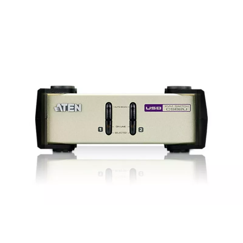ATEN 2 portu USB - PS/2 VGA KVM slēdzis (iekļauti KVM kabeļi), 2048 x 1536 pikseļi, QXGA, 0,72 W, gaiši pelēks