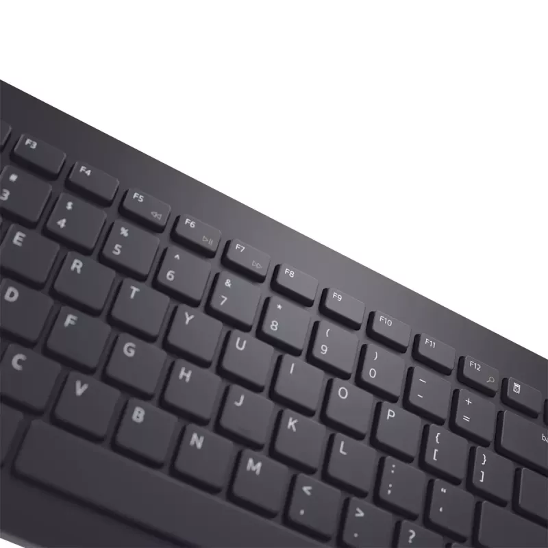 Bezvadu tastatūras un peles komplekts Dell KM3322W — pilna izmēra QWERTY, RF bezvadu, melns, biroja lietošanai