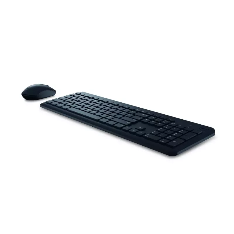 Bezvadu tastatūras un peles komplekts Dell KM3322W — pilna izmēra QWERTY, RF bezvadu, melns, biroja lietošanai