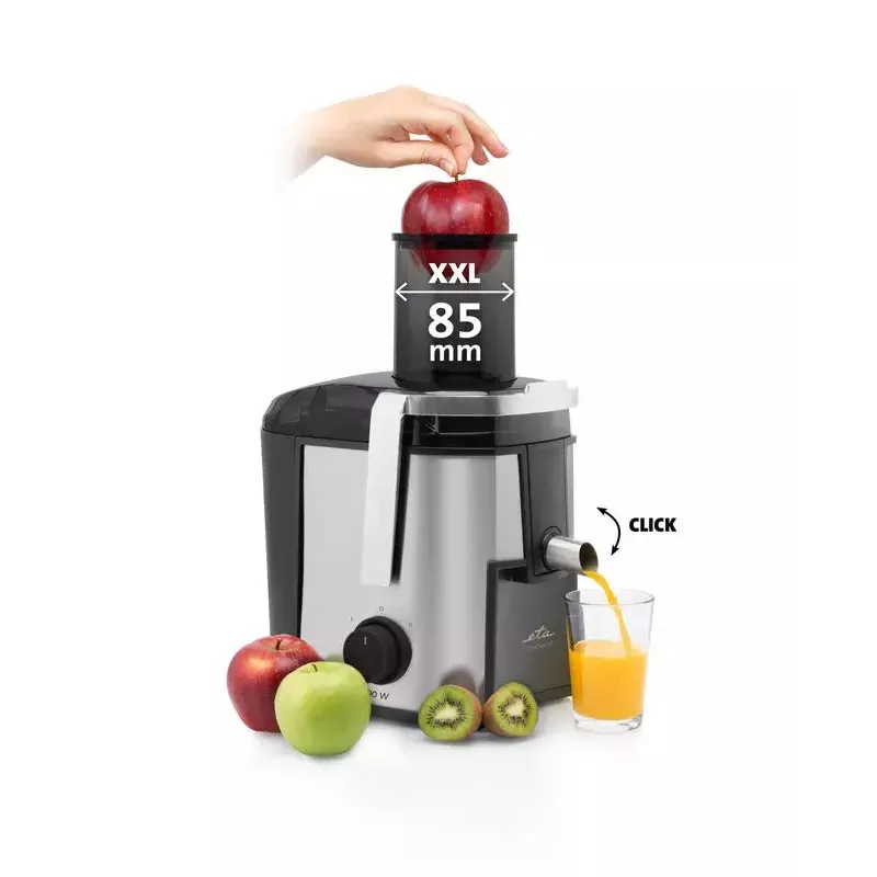 Centrbēdzes sulu spiede ETA Fresher II 800 W, 0,8 L sulas trauks, melna/nerūsējošais tērauds