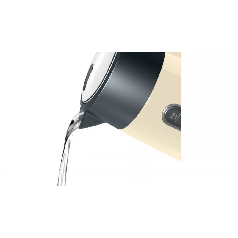 Elektriskā tējkanna Bosch TWK4P437 1,7 L, 2400 W, nerūsējošā tērauda korpuss, bezvada, bēša/melna