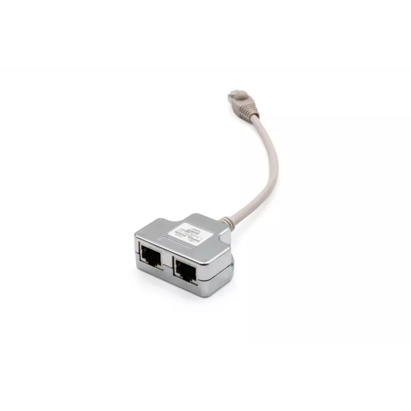 DIGITUS CAT 5e komutācijas kabeļa adapteris 2x RJ45 ligzda uz 1x RJ45 spraudnis 0,19 m