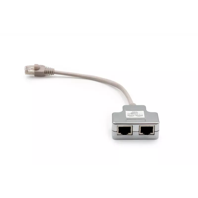 DIGITUS CAT 5e komutācijas kabeļa adapteris 2x RJ45 ligzda uz 1x RJ45 spraudnis 0,19 m