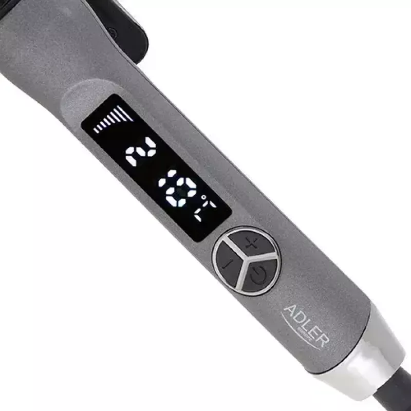 Lokšķēres Adler AD 2114 — 60 W keramikas cilindrs 2,5 cm, 12 temperatūras līmeņi, 110–210°C, 1,8 m grozāms vads
