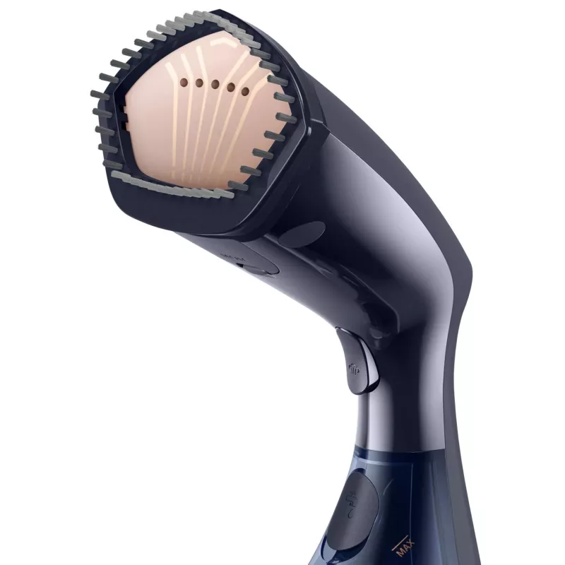 Apģērbu tvaicētājs Philips GC810/20 — 1600 W, 0,23 L ūdens tvertne, 32 g/min nepārtraukta tvaika plūsma, melnā/rozā krāsā