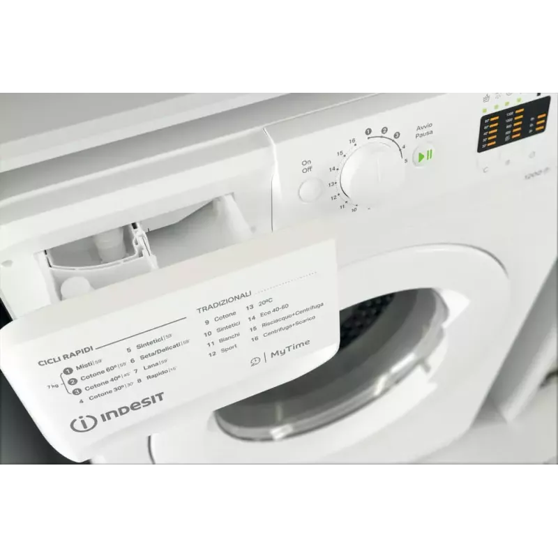 Veļas mazgājamā mašīna ar priekšējo ielādi Indesit MTWA 71252 W IT — 7 kg, 1200 apgr./min, E klase, balta