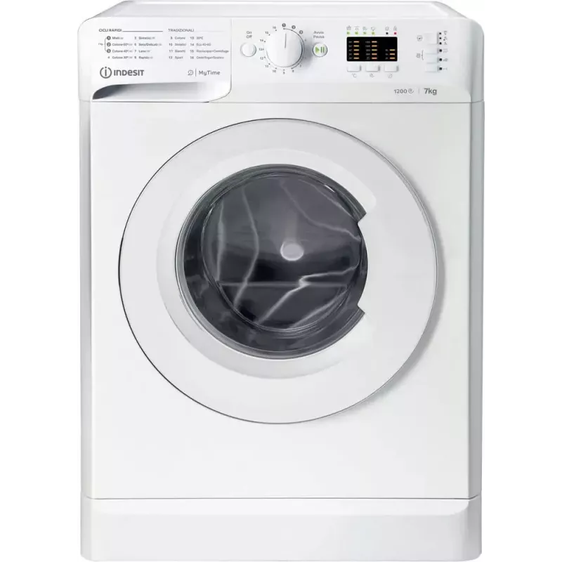 Veļas mazgājamā mašīna ar priekšējo ielādi Indesit MTWA 71252 W IT — 7 kg, 1200 apgr./min, E klase, balta