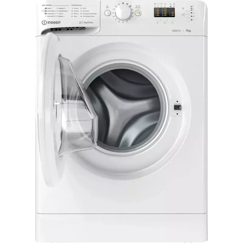Veļas mazgājamā mašīna ar priekšējo ielādi Indesit MTWA 71252 W IT — 7 kg, 1200 apgr./min, E klase, balta