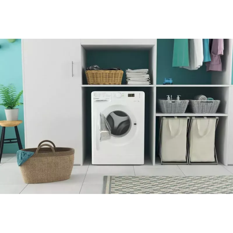 Veļas mazgājamā mašīna ar priekšējo ielādi Indesit MTWA 71252 W IT — 7 kg, 1200 apgr./min, E klase, balta
