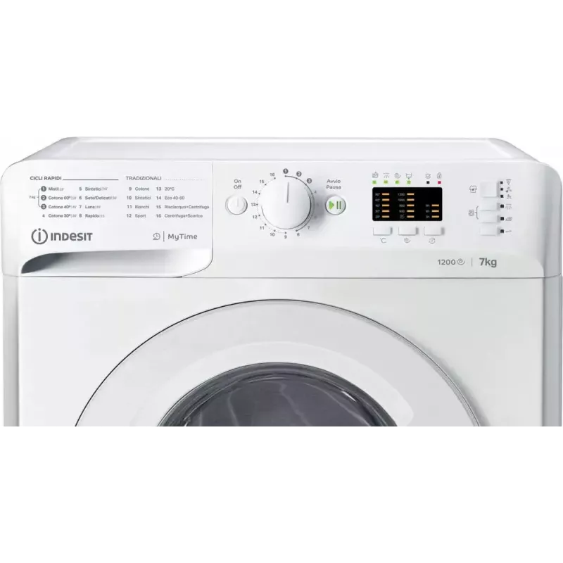 Veļas mazgājamā mašīna ar priekšējo ielādi Indesit MTWA 71252 W IT — 7 kg, 1200 apgr./min, E klase, balta