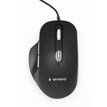 GEMBIRD optiskā LED pele MUS-6B-02 vadu USB - 6 pogu ritenis melna
