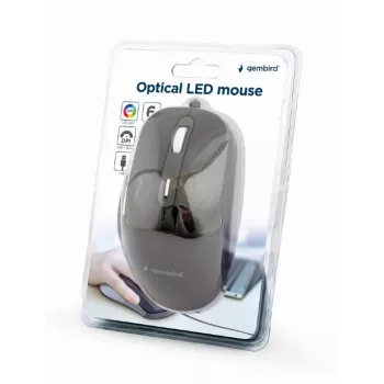 GEMBIRD optiskā LED pele MUS-6B-02 vadu USB - 6 pogu ritenis melna