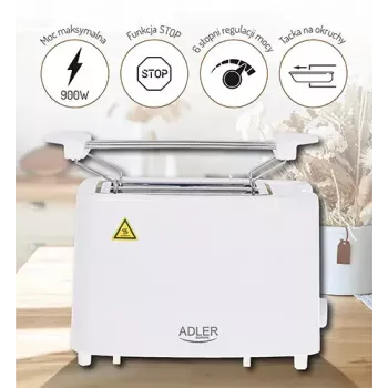 Tosteris Adler AD 3223 2 šķēles 750 W Balts
