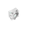 Gaisa dzesētājs DeepCool AK400 WH — 4×6 mm vara siltuma caurules, 120 mm FDB ventilators, 1850 RPM, 66,47 CFM, piemērots LGA 1700 un izplatītākajiem Intel/AMD ligzdām, balts